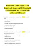 HDI Support Center Analyst EXAM Questions & Answers&comma; Well Elaborated &vert; Already Verified Test &vert;100&percnt; Verified solutions &vert;2026 Latest&excl;&excl;