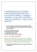 GASTROINTESTINAL NURSING &NewLine;CARE 100 QUESTION PRACTICE &NewLine;EXAM WITH CORRECT VERIFIED &NewLine;AND WELL ANALYZED ANSWERS &vert; &NewLine;ALREADY GRADED A&plus; &vert; 2026 LATEST &NewLine;UPDATE&excl;&excl;&excl;