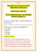 &lpar;2026&sol;2027 Updated&rpar;&colon;&NewLine;TEST BANK&colon; NLN PAX RN & PN Pre-Admission Examination &ndash; 185&plus; Exam Questions with Verified Answers & Rationales &lpar;Verbal Ability&comma; Mathematics&comma; Science&rpar;