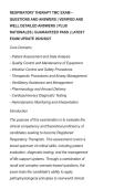 RESPIRATORY THERAPY TMC EXAM &ndash; &NewLine;QUESTIONS AND ANSWERS &vert; VERIFIED AND &NewLine;WELL DETAILED ANSWERS &vert; PLUS &NewLine;RATIONALES &vert; GUARANTEED PASS &vert; LATEST &NewLine;EXAM UPDATE 2026&sol;2027