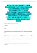Health Assessment &ndash; HESI Exam Study Guide &ndash; Most Tested Questions with Verified Solutions &lpar;2026 Review&rpar;