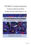 TEST BANK for Psychopharmacology Drugs the Brain and Behavior 4th Edition by Meyer Nursing&comma; All Chapters 1-20 complete testbank newest version