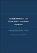 Leadership Roles and Management Functions in Nursing Actual Examination Paper 2026&sol;2027 &ndash; 75 Questions with Correct Answers and Evidence-Based Rationales