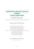 Foundations and Adult Health Nursing Actual Exam Paper 2026&sol;2027 Academic Year &ndash; 75 Questions with Correct Answers and Comprehensive Solutions