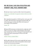 BIO 182 EXAM 2 ASU 2026 EVOLUTION AND&NewLine;DIVERSITY DRILL PACK ANSWER SHEET