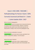 Exam 3&colon; NSG 3280 &sol; NSG3280 &vert;Pathophysiology for Nurses I Exam&vert; 100&percnt; Correctly Answered and Rated A&plus; &vert; Galen &vert; Latest Update 2026 &sol; 2027