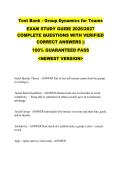 Test Bank - Group Dynamics for Teams &NewLine;EXAM STUDY GUIDE 2026&sol;2027 &NewLine;COMPLETE QUESTIONS WITH VERIFIED &NewLine;CORRECT ANSWERS &vert;&vert; &NewLine;100&percnt; GUARANTEED PASS &NewLine;<NEWEST VERSION> 
