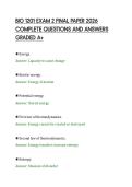 BIO 1201 EXAM 2 FINAL PAPER 2026&NewLine;COMPLETE QUESTIONS AND ANSWERS&NewLine;GRADED A&plus;