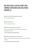 BIO 1201 EXAM 2 LICATA SCRIPT 2026&NewLine;VERIFIED QUESTIONS AND SOLUTIONS&NewLine;GRADED A&plus;