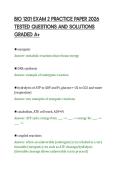 BIO 1201 EXAM 2 PRACTICE PAPER 2026&NewLine;TESTED QUESTIONS AND SOLUTIONS&NewLine;GRADED A&plus;