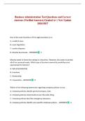 Business Administration Test Questions and Correct Answers &lpar;Verified Answers&rpar; Graded A&plus; &vert; New Update 2026&sol;2027
