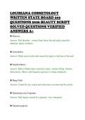 LOUISIANA COSMETOLOGY&NewLine;WRITTEN STATE BOARD 202&NewLine;QUESTIONS 2026 BEAUTY SCRIPT&NewLine;SOLVED QUESTIONS VERIFIED&NewLine;ANSWERS A&plus;