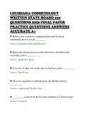LOUISIANA COSMETOLOGY&NewLine;WRITTEN STATE BOARD 202&NewLine;QUESTIONS 2026 FINAL PAPER&NewLine;PRACTICE QUESTIONS ANSWERS&NewLine;ACCURATE A&plus;