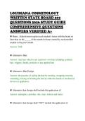 LOUISIANA COSMETOLOGY&NewLine;WRITTEN STATE BOARD 202&NewLine;QUESTIONS 2026 STUDY GUIDE&NewLine;COMPREHENSIVE QUESTIONS&NewLine;ANSWERS VERIFIED A&plus;