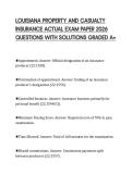 LOUISIANA PROPERTY AND CASUALTY&NewLine;INSURANCE ACTUAL EXAM PAPER 2026&NewLine;QUESTIONS WITH SOLUTIONS GRADED A&plus;