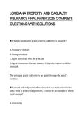 LOUISIANA PROPERTY AND CASUALTY&NewLine;INSURANCE FINAL PAPER 2026 COMPLETE&NewLine;QUESTIONS WITH SOLUTIONS