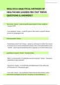 WGU D514 Analytical Methods of Healthcare Leadership Pre-Test Questions and Answers Graded A&plus;
