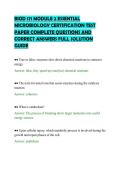 BIOD 171 MODULE 2 ESSENTIAL&NewLine;MICROBIOLOGY CERTIFICATION TEST&NewLine;PAPER COMPLETE QUESTIONS AND&NewLine;CORRECT ANSWERS FULL SOLUTION&NewLine;GUIDE&NewLine;