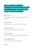 BIOD 171 MODULE 3 ESSENTIAL&NewLine;MICROBIOLOGY EXAM PREP QUESTIONS&NewLine;ANSWERS BUNDLED SOLUTIONS HIGH&NewLine;QUALITY PRACTICE MATERIAL&NewLine;