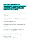 BIOD 171 MODULE 3 ESSENTIAL&NewLine;MICROBIOLOGY FINAL PAPER QUESTIONS&NewLine;ANSWERS COMPLETE SOLUTION VIEW&NewLine;AHEAD SUCCESS STRATEGY&NewLine;
