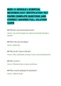 BIOD 171 MODULE 5 ESSENTIAL&NewLine;MICROBIOLOGY CERTIFICATION TEST&NewLine;PAPER COMPLETE QUESTIONS AND&NewLine;CORRECT ANSWERS FULL SOLUTION&NewLine;GUIDE&NewLine;