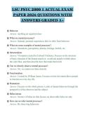 LSU PSYC 2000 1 ACTUAL EXAM&NewLine;PAPER 2026 QUESTIONS WITH&NewLine;ANSWERS GRADED A&plus;