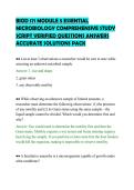 BIOD 171 MODULE 5 ESSENTIAL&NewLine;MICROBIOLOGY COMPREHENSIVE STUDY&NewLine;SCRIPT VERIFIED QUESTIONS ANSWERS&NewLine;ACCURATE SOLUTIONS PACK&NewLine;