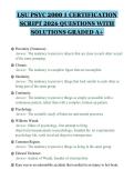 LSU PSYC 2000 1 CERTIFICATION&NewLine;SCRIPT 2026 QUESTIONS WITH&NewLine;SOLUTIONS GRADED A&plus;