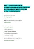 BIOD 171 MODULE 5 ESSENTIAL&NewLine;MICROBIOLOGY FINAL PAPER QUESTIONS&NewLine;ANSWERS COMPLETE SOLUTION VIEW&NewLine;AHEAD SUCCESS STRATEGY&NewLine;