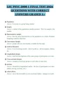 LSU PSYC 2000 1 FINAL TEST 2026&NewLine;QUESTIONS WITH CORRECT&NewLine;ANSWERS GRADED A&plus;