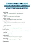 LSU PSYC 2000 1 PRACTICE&NewLine;EXAMINATION 2026 QUESTIONS&NewLine;WITH ANSWERS GRADED A&plus;