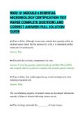 BIOD 171 MODULE 6 ESSENTIAL&NewLine;MICROBIOLOGY CERTIFICATION TEST&NewLine;PAPER COMPLETE QUESTIONS AND&NewLine;CORRECT ANSWERS FULL SOLUTION&NewLine;GUIDE&NewLine;