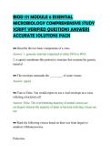 BIOD 171 MODULE 6 ESSENTIAL&NewLine;MICROBIOLOGY COMPREHENSIVE STUDY&NewLine;SCRIPT VERIFIED QUESTIONS ANSWERS&NewLine;ACCURATE SOLUTIONS PACK&NewLine;
