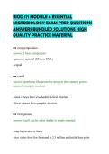 BIOD 171 MODULE 6 ESSENTIAL&NewLine;MICROBIOLOGY EXAM PREP QUESTIONS&NewLine;ANSWERS BUNDLED SOLUTIONS HIGH&NewLine;QUALITY PRACTICE MATERIAL&NewLine;