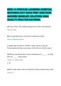 BIOD 171 PORTAGE LEARNING ESSENTIAL&NewLine;MICROBIOLOGY EXAM PREP QUESTIONS&NewLine;ANSWERS BUNDLED SOLUTIONS HIGH&NewLine;QUALITY PRACTICE MATERIAL&NewLine;