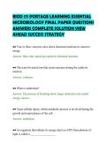 BIOD 171 PORTAGE LEARNING ESSENTIAL&NewLine;MICROBIOLOGY FINAL PAPER QUESTIONS&NewLine;ANSWERS COMPLETE SOLUTION VIEW&NewLine;AHEAD SUCCESS STRATEGY