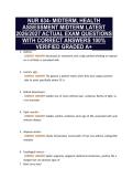 NUR 634- MIDTERM&comma; HEALTH&NewLine;ASSESSMENT MIDTERM LATEST&NewLine;2026&sol;2027 ACTUAL EXAM QUESTIONS&NewLine;WITH CORRECT ANSWERS 100&percnt;&NewLine;VERIFIED GRADED A&plus;
