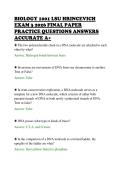 BIOLOGY 1001 LSU HRINCEVICH&NewLine;EXAM 3 2026 FINAL PAPER&NewLine;PRACTICE QUESTIONS ANSWERS&NewLine;ACCURATE A&plus;&NewLine;