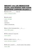 BIOLOGY 1001 LSU HRINCEVICH&NewLine;EXAM 3 2026 SCIENCE TEST PAPER&NewLine;QUESTIONS ANSWERS GRADED A&plus;