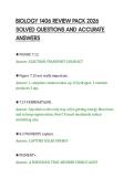 BIOLOGY 1406 REVIEW PACK 2026&NewLine;SOLVED QUESTIONS AND ACCURATE&NewLine;ANSWERS&NewLine;