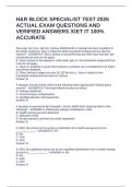 H&R BLOCK SPECIALIST TEST 2026 ACTUAL EXAM QUESTIONS AND VERIFIED ANSWERS &sol;GET IT 100&percnt; ACCURATE
