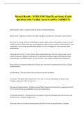 Mental Health - NURS 3305 Final Exam Study Guide &NewLine;Questions with Verified Answers &lpar;100&percnt; CORRECT&rpar;