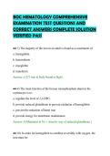 BOC HEMATOLOGY COMPREHENSIVE&NewLine;EXAMINATION TEST QUESTIONS AND&NewLine;CORRECT ANSWERS COMPLETE SOLUTION&NewLine;VERIFIED PASS&NewLine;