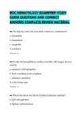 BOC HEMATOLOGY EXAMPREP STUDY&NewLine;GUIDE QUESTIONS AND CORRECT&NewLine;ANSWERS COMPLETE REVIEW MATERIAL