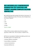 BOC MICROBIOLOGY COMPREHENSIVE&NewLine;EXAMINATION TEST QUESTIONS AND&NewLine;CORRECT ANSWERS COMPLETE SOLUTION&NewLine;VERIFIED PASS&NewLine;