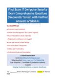 Final Exam IT Computer Security Exam Comprehensive Questions &lpar;Frequently Tested&rpar; with Verified Answers Graded A&plus;