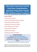 Information Assurance Security Final Exam Comprehensive Questions &lpar;Frequently Tested&rpar; with Verified Answers Graded A&plus;