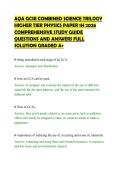 AQA GCSE COMBINED SCIENCE TRILOGY&NewLine;HIGHER TIER PHYSICS PAPER 1H 2026&NewLine;COMPREHENSIVE STUDY GUIDE&NewLine;QUESTIONS AND ANSWERS FULL&NewLine;SOLUTION GRADED A&plus;