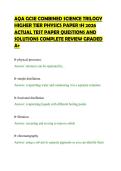 AQA GCSE COMBINED SCIENCE TRILOGY&NewLine;HIGHER TIER PHYSICS PAPER 1H 2026&NewLine;ACTUAL TEST PAPER QUESTIONS AND&NewLine;SOLUTIONS COMPLETE REVIEW GRADED&NewLine;A&plus;