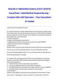 HESI RN V1 MEDSURGE EXAM &lpar;LATEST UPDATE&rpar; Actual Exam 2026&sol;2027 Edition &vert; Adult Medical‑Surgical Nursing &ndash; Complete Q&A with Rationales &ndash; Pass Guaranteed - A&plus; Graded